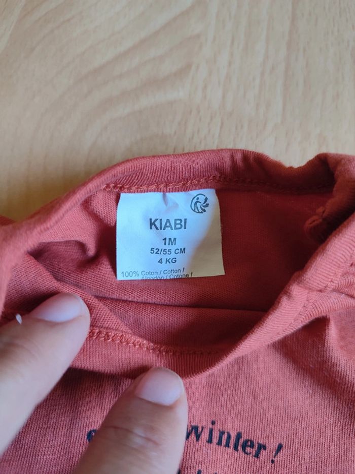 Lot tenue Neuve salopette courte + t-shirt manches longues Kiabi en 1M - photo numéro 4