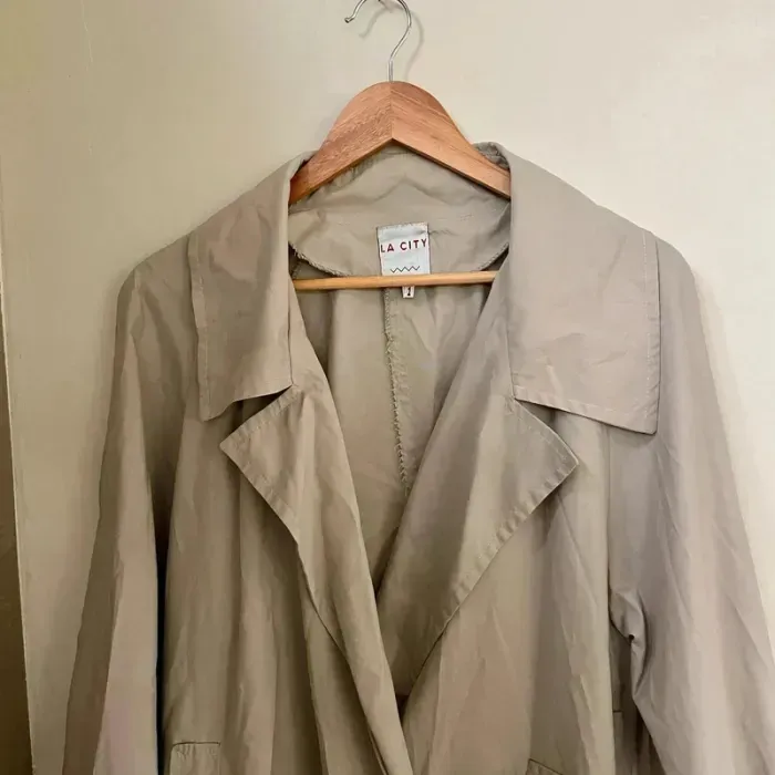 Veste trench beige La City T38-40 coupe droite fluide, col à revers, mi-saison léger V038 - photo numéro 2