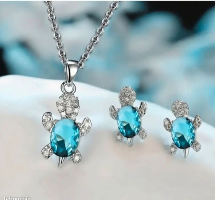 Parure bijoux tortue collier, boucles d'oreilles neuf - photo numéro 2