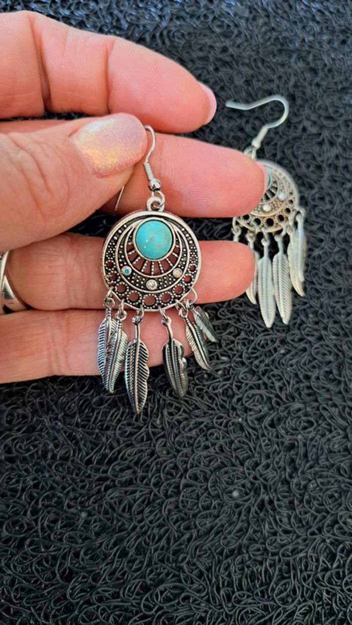 Boucles d'oreilles attrape rêves - photo numéro 2