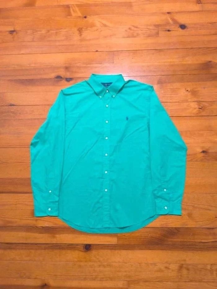 Chemise Ralph Lauren - Slim Fit - Logo brodé violet - Vert clair - Taille XL - photo numéro 3