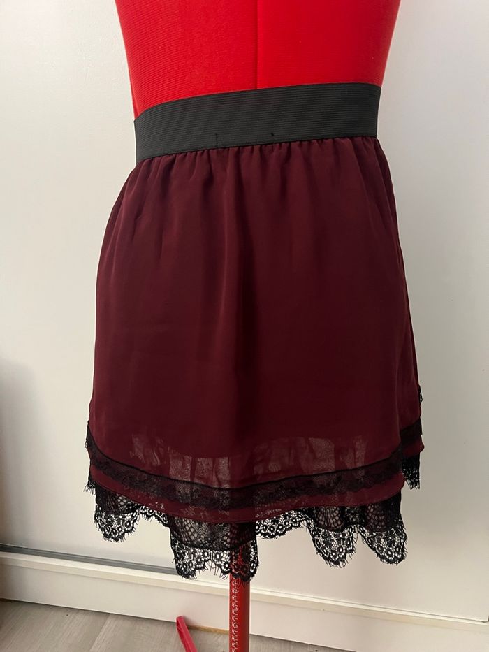 Jupe voile bordeaux à dentelle noire Kwoman - photo numéro 5