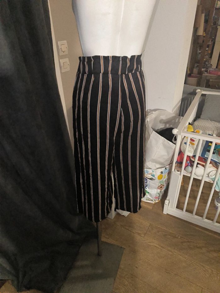 Pantalon léger noir à rayures marron Gérard Pasquier taille S - photo numéro 4