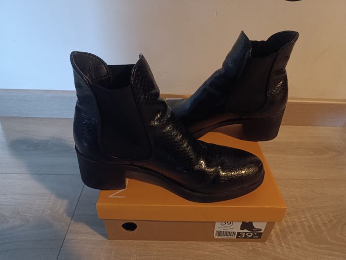 Bottines femmes, 39, noires, croco