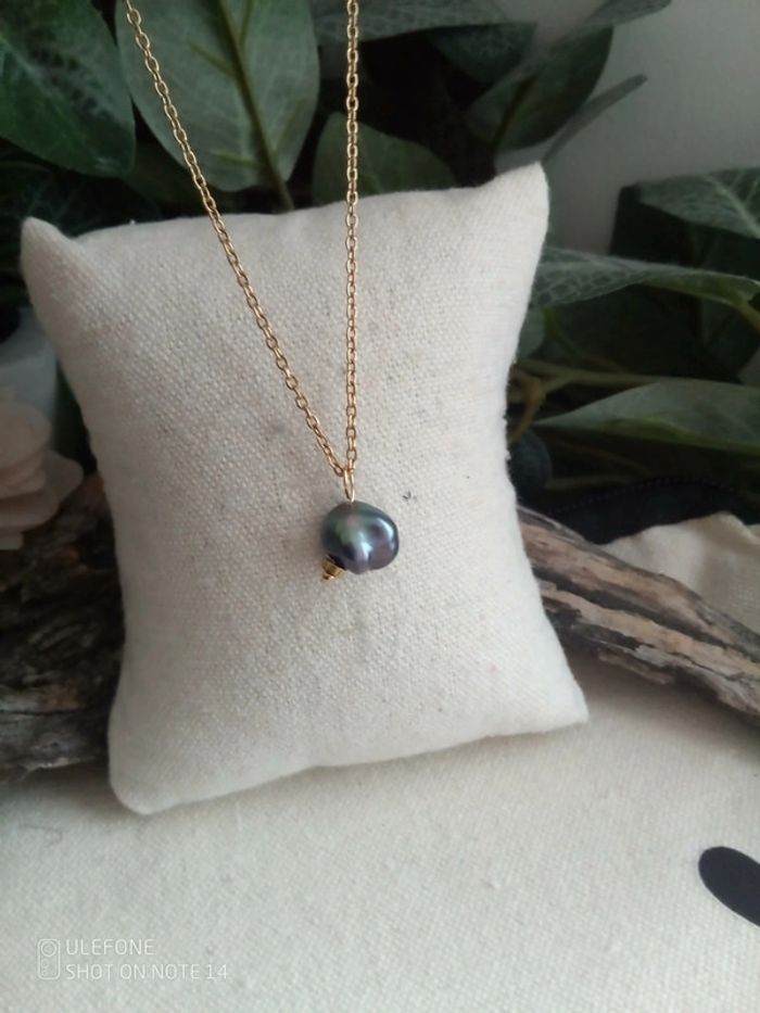 Collier perle de culture d'eau douce noire