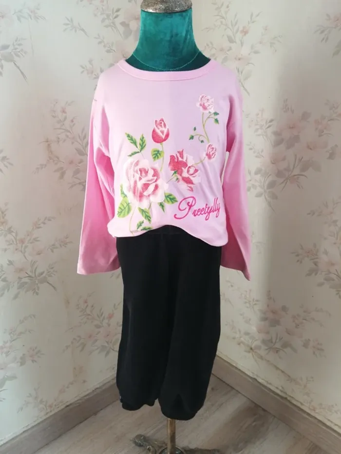 Tee-shirt rose à manches longues imprimé fleurs / sandy / (8ans) - photo numéro 2