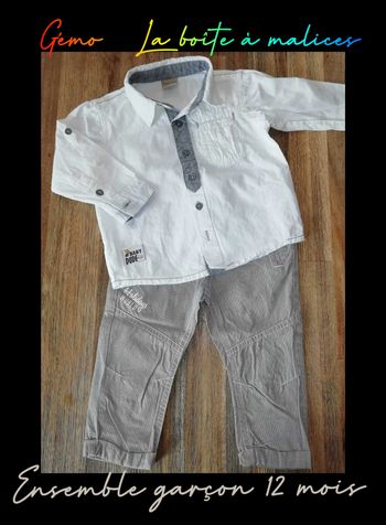 Ensemble garçon 12 mois pantalon et chemise enTbe