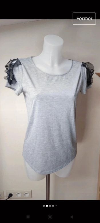 🌺tee shirt dentelle manches courtes Camaïeu taille 36🌺