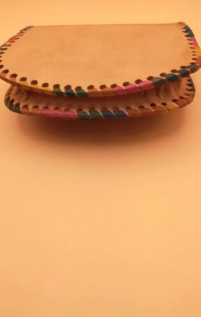 Petit sac à main artisanal Maroc, en cuir, artisanat - photo numéro 4