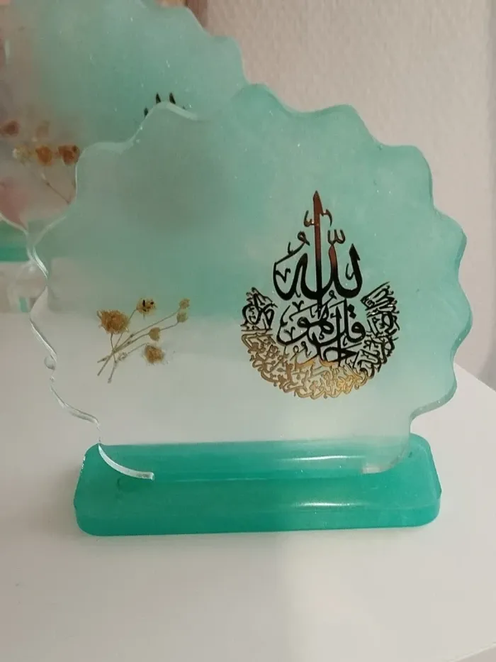 idée cadeau ornement bureau coiffeuse couvre tasse en résine et plantes naturelles abr005 - photo numéro 5