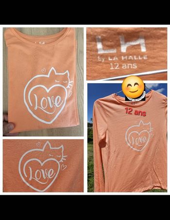 TEE shirt manche longue 12 ans fille corail lH