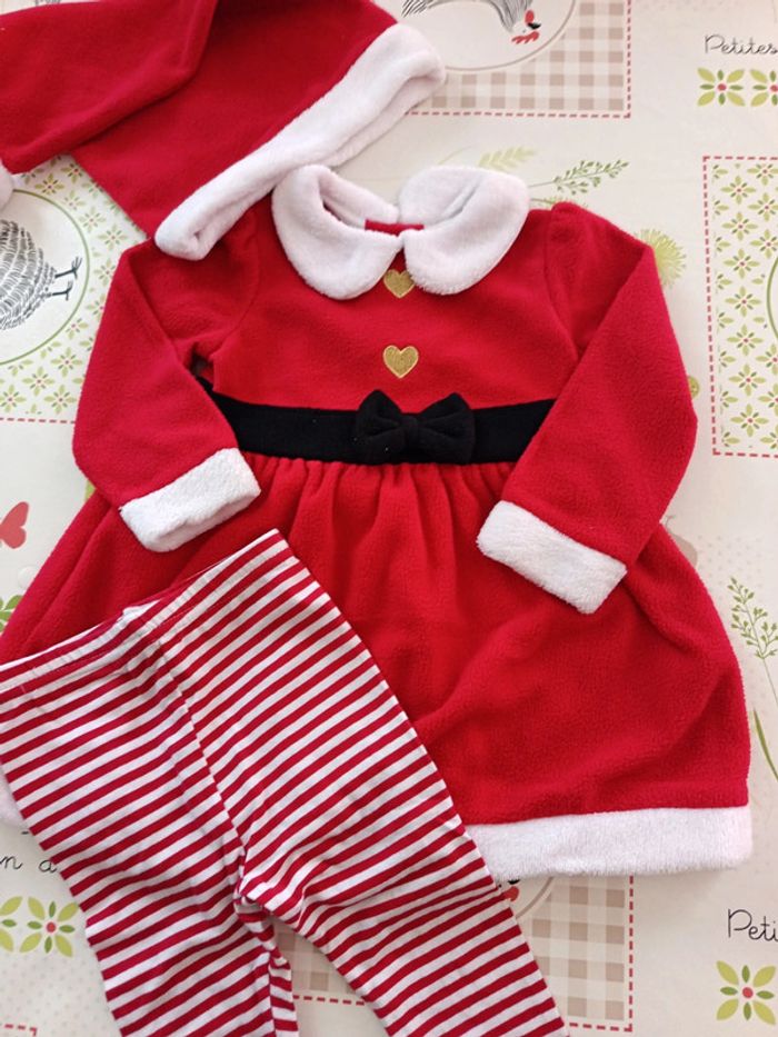 Ensemble Noël robe+legging+bonnet 9 mois - photo numéro 3