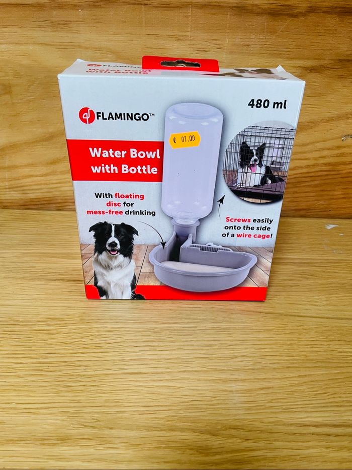 Flamingo écuelle à boire avec bouteille