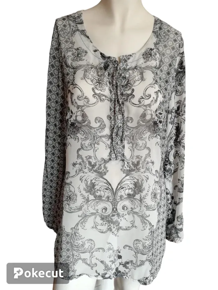 Blouse top légère printemps été volute noir blanc white black