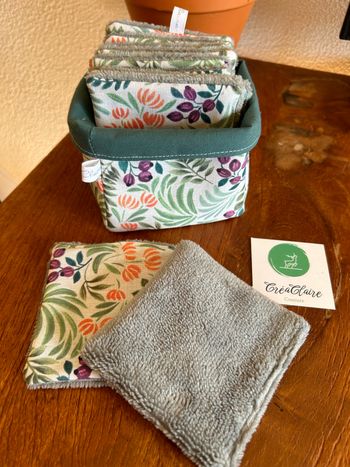 Lot 10 Lingettes réutilisables avec panière