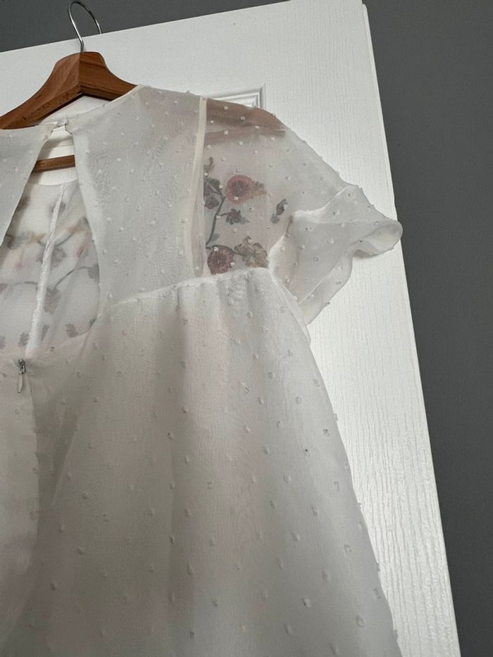 Combishort blanche plumetis et fleur S - photo numéro 4