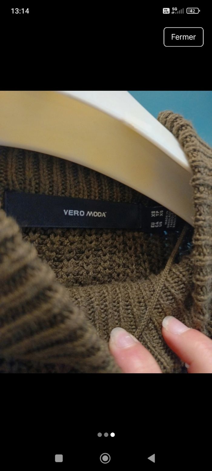 Pull en maille vert kaki - photo numéro 2