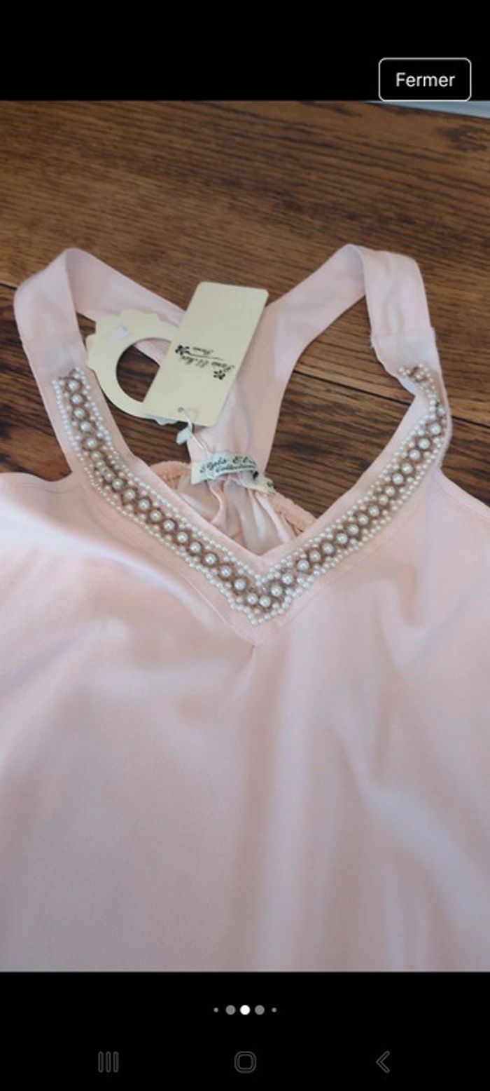 Jolie Debardeur rose Paris et Moi taille S neuf - photo numéro 8
