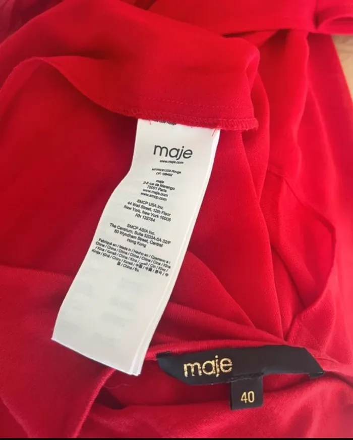 Maje Robe longue rouge, plissé femme, taille 40 - photo numéro 11
