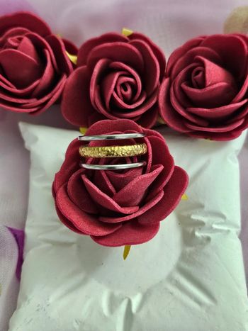 Bague bicolore ajouree, acier inoxydable