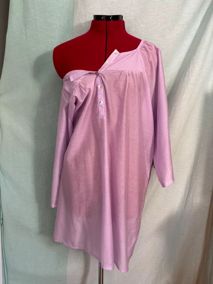 Magnifique robe tunique boheme loose en soie violine neuve S/M - photo numéro 4