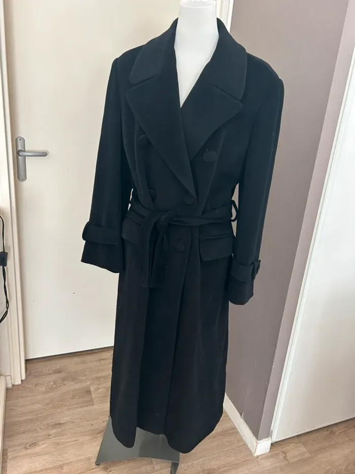 Constantin,caban manteau long noir laine, angora, cachemire , femme, taille 42 - photo numéro 2
