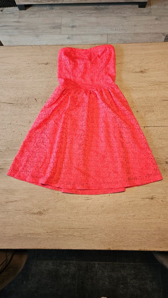 Robe bustier courte, en broderie, corail, My favorite Cache Cache, 34, nickel