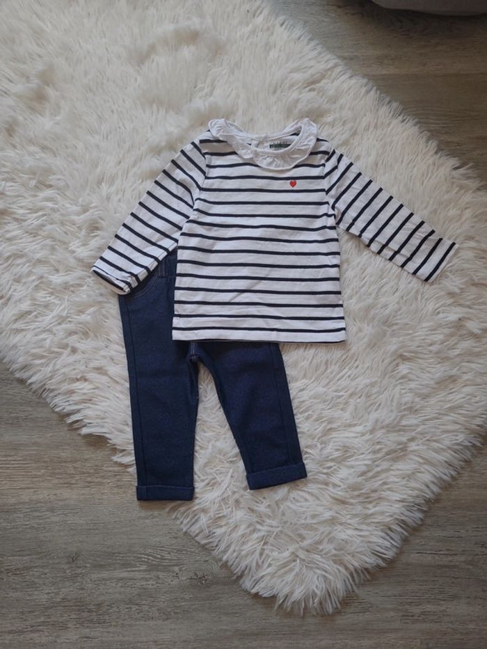 Ensemble pantalon jean et tee shirt manches longues Kiabi