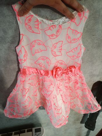Robe rose fluo motif chat