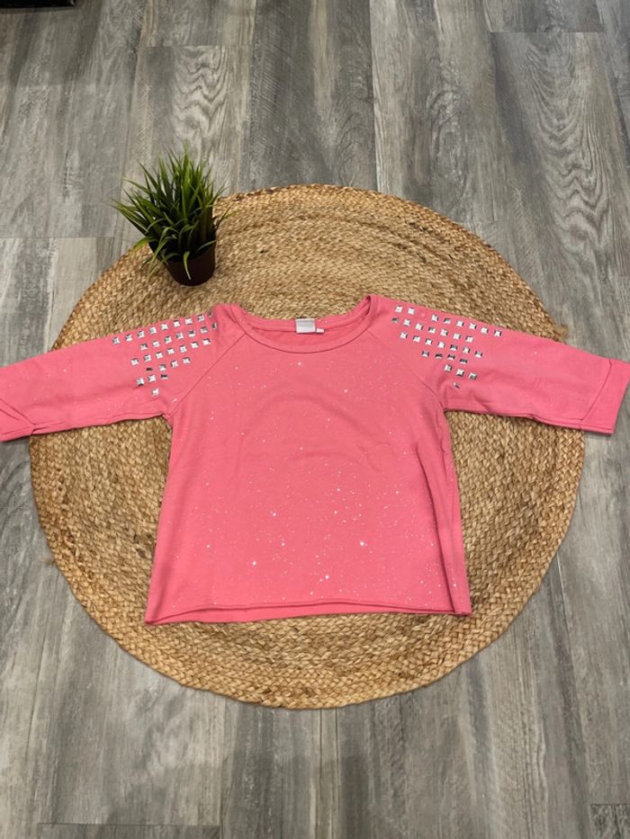 Pull fille rose pailletée 12 ans