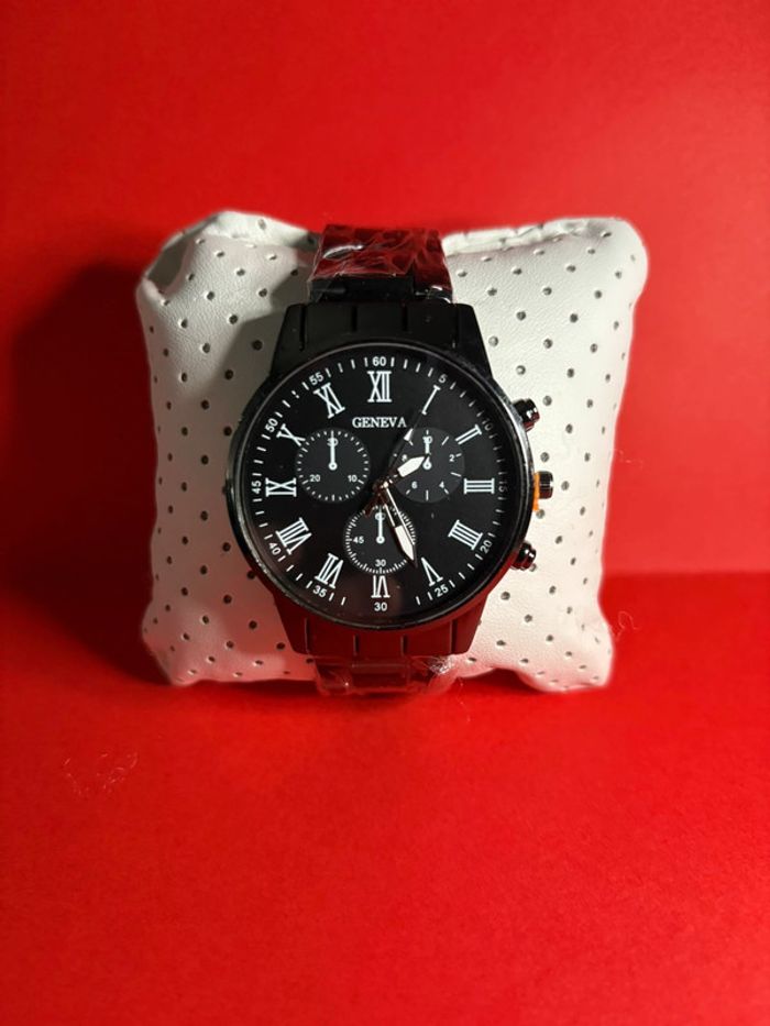 montre Geneva noir à quartz pour hommes - photo numéro 2