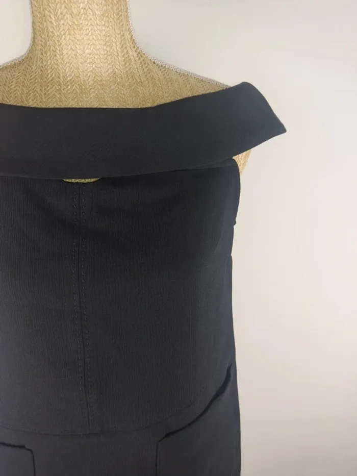 Robe mi-longue manches courtes col bardot noir avec poches taille 38 / 40 See U Soon - photo numéro 4