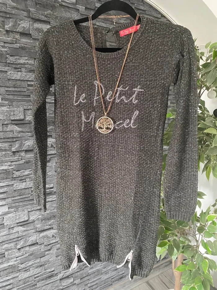 🩶🎀Sublime Robe pull  “Le Petit Marcel” Longue manche fille – Look cosy chic🎀🩶 - photo numéro 3