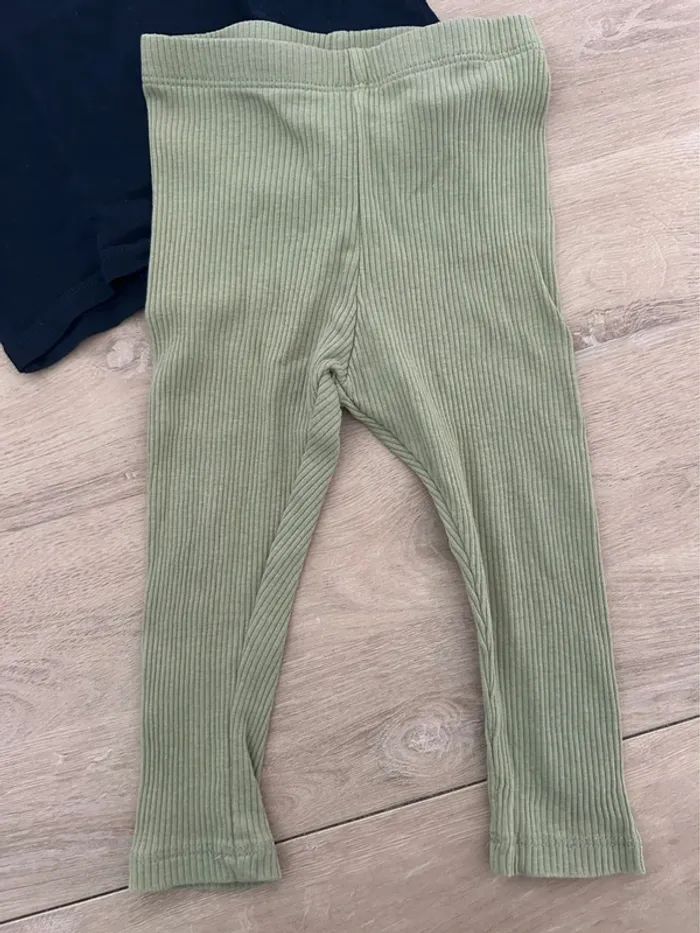Ensemble bébé garçon – Haut manches longues dinosaure + legging côtelé vert - photo numéro 2