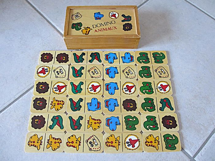 Jeu de dominos en bois animaux sauvages (24 pièces)