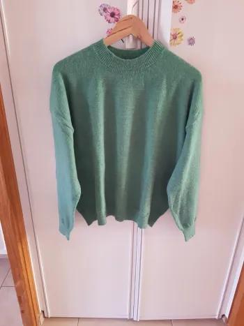 Pull vert chiné