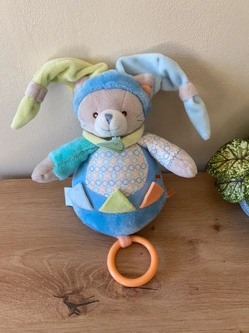 Doudou peluche chat musical 🎶  Nino bleu vert orange baby nat  babynat