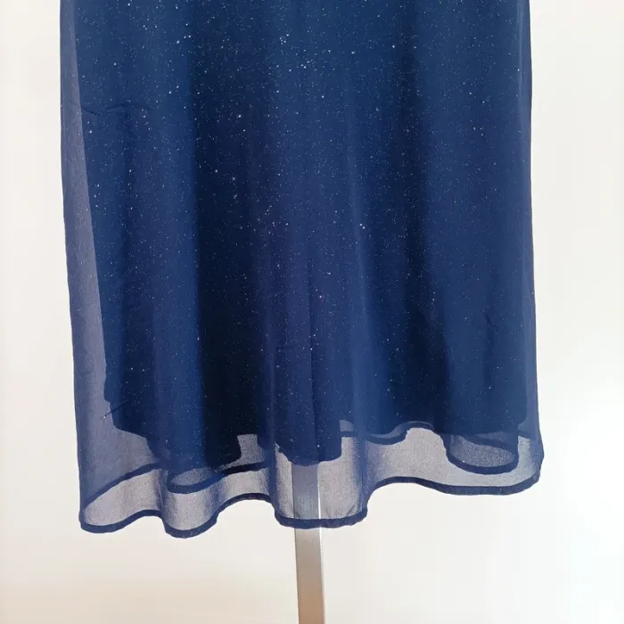 Robe bleu nuit Camaïeu taille 38 coupe fluide avec paillettes, décolleté V dos et devant A1232 - photo numéro 5