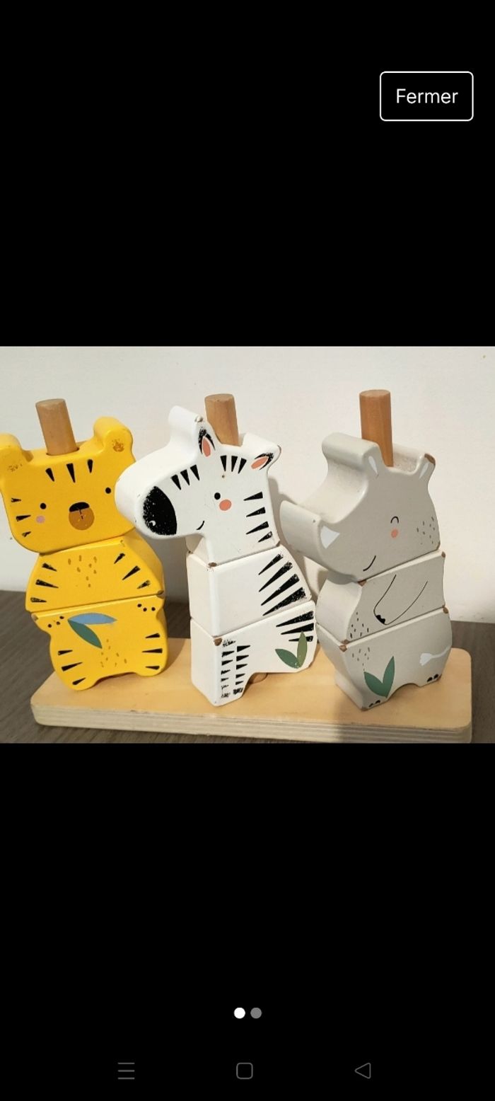 Puzzle animaux en bois à empiler