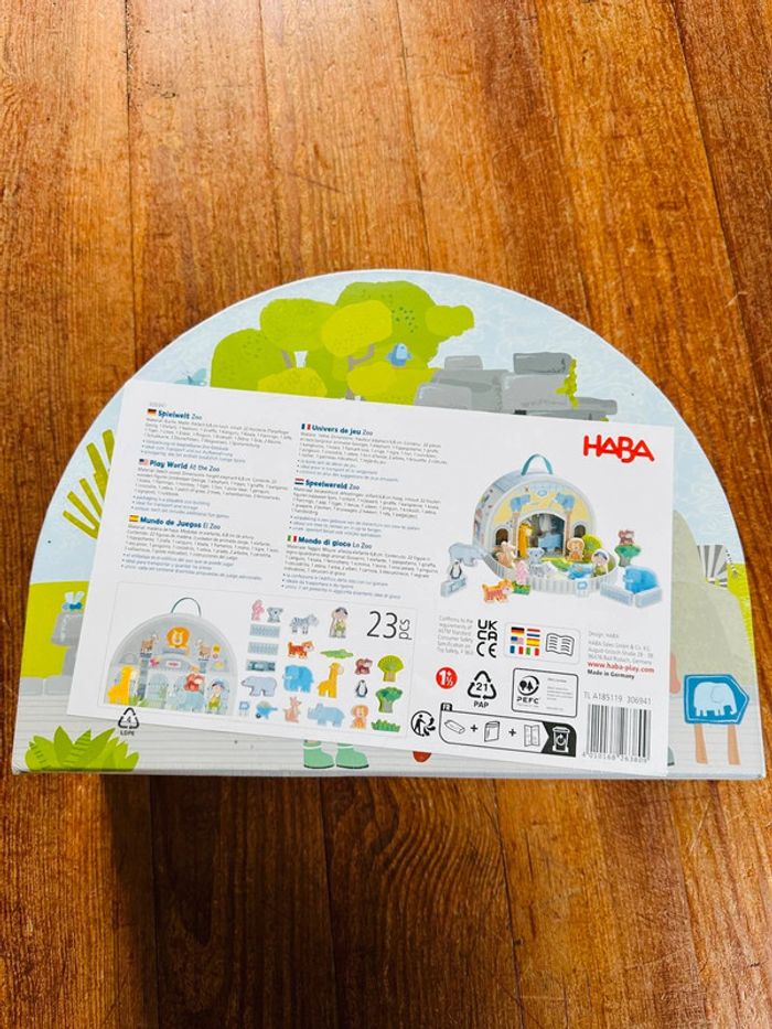 NEUF Grand coffret jeu Zoo HABA animaux grandes figurines bois - photo numéro 4