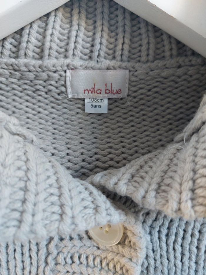 Gilet à boutons poncho en laine gris col roulé fille 6 ans - photo numéro 4