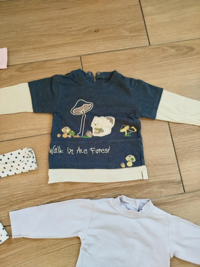 Lot T-shirt longues manches + bodys bébé fille 12 mois - photo numéro 6