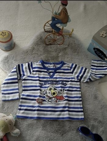 T.shirt manches longues rayé bleu et blanc Sergent Major 9 mois