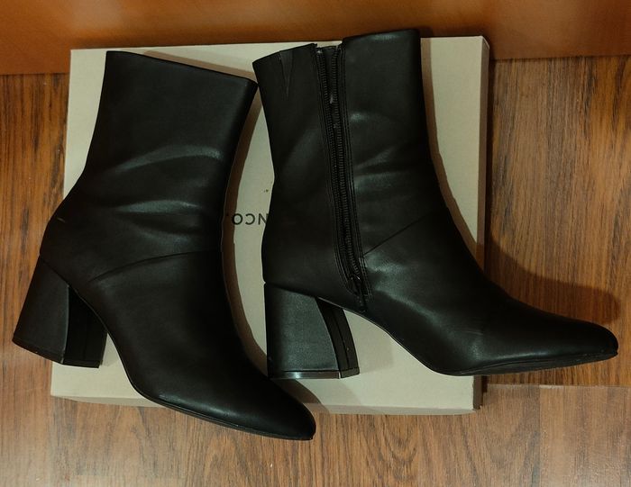 Bottines noires à talons carrés BIANCO - photo numéro 4