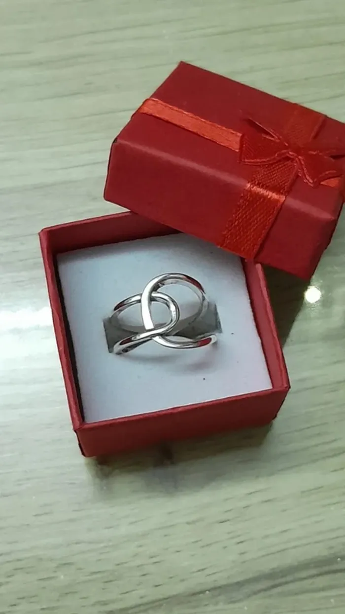 Bague noeuds entrelacés, couleur argentée, réglable - photo numéro 2