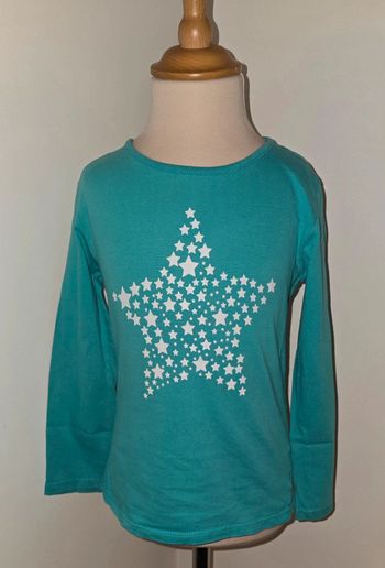 Tee-shirt bleu turquoise étoile blanche 8 ans