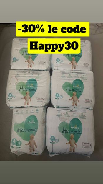 Six paquets de couches Pampers harmonie taille 4