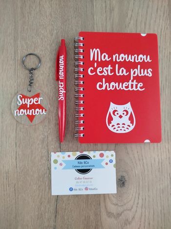 Ensemble cadeau assistante maternelle carnet stylo porte-clé ma nounou c'est la plus chouette