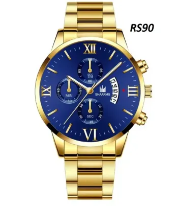Montre à quartz en acier inoxydable pour hommes, faux trois yeux, six broches