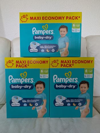 3 cartons Pampers Taille 6 Baby Dry